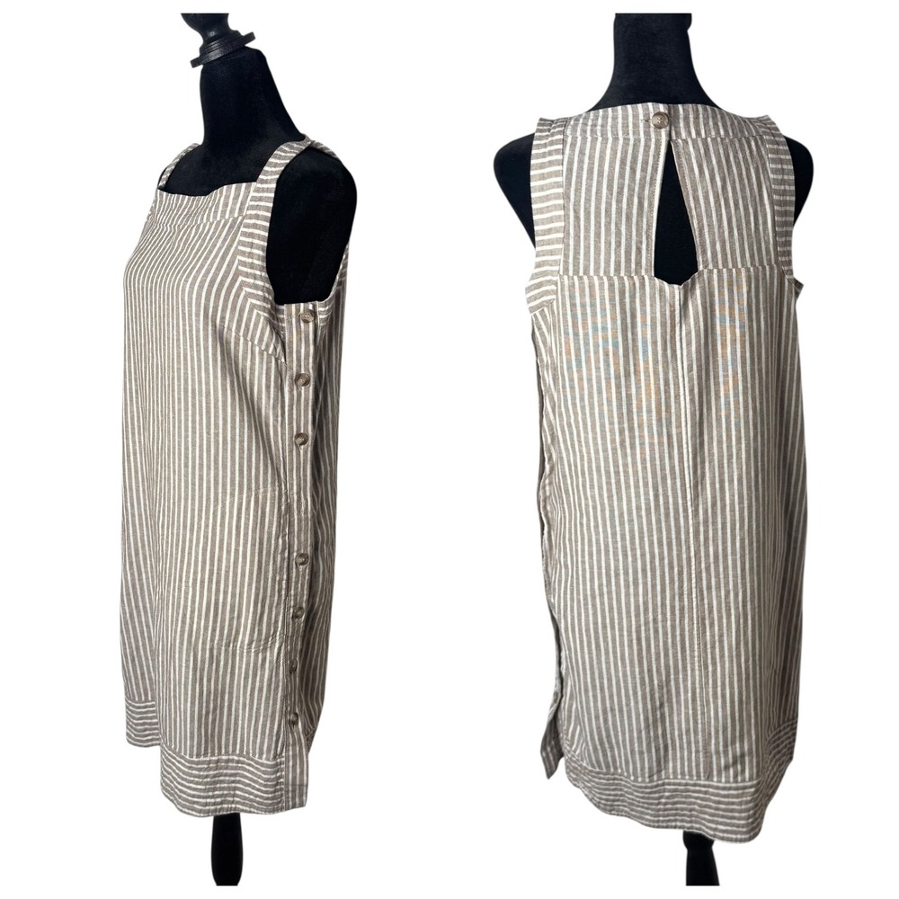 For Cynthia Striped Linen Blend Shift Dress Size S Lagenlook Coastal Nautical
